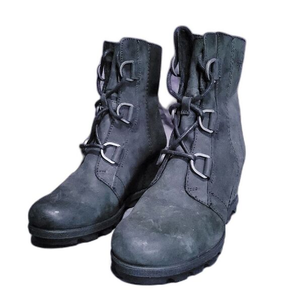 Sorel Joan of Arc II Wedge Boots Black Womens 6.5 - Picture 1 of 10